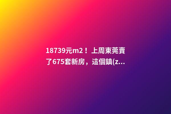 18739元/m2！上周東莞賣了675套新房，這個鎮(zhèn)房價突破3萬/m2！